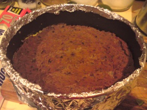 refried beans on the base